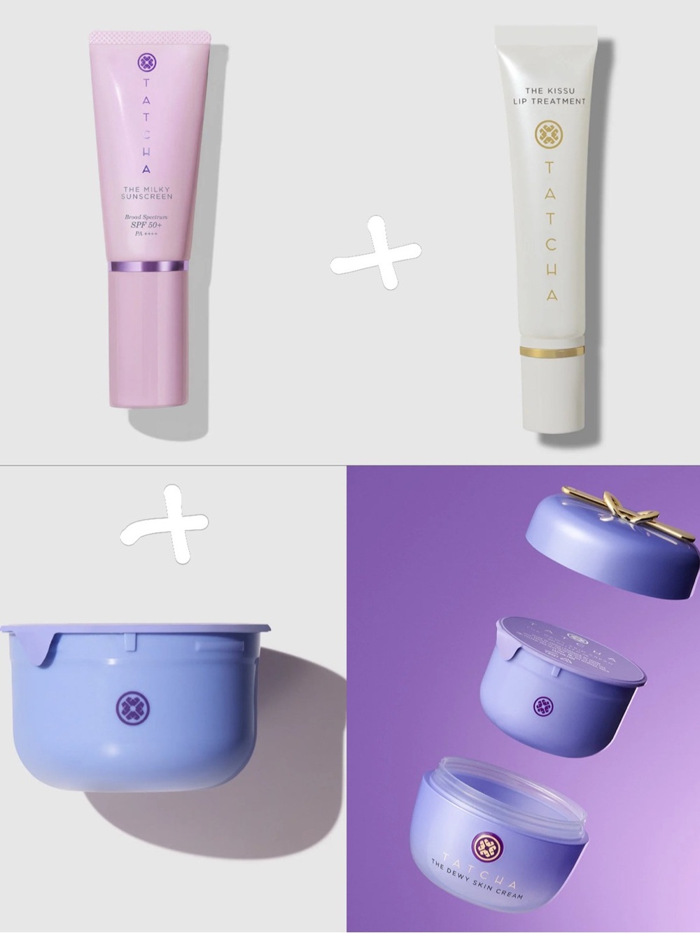 Tatcha Dewy Skin Cream Capsule + Milky Sunscreen + Kissu Lip Treatment - Set